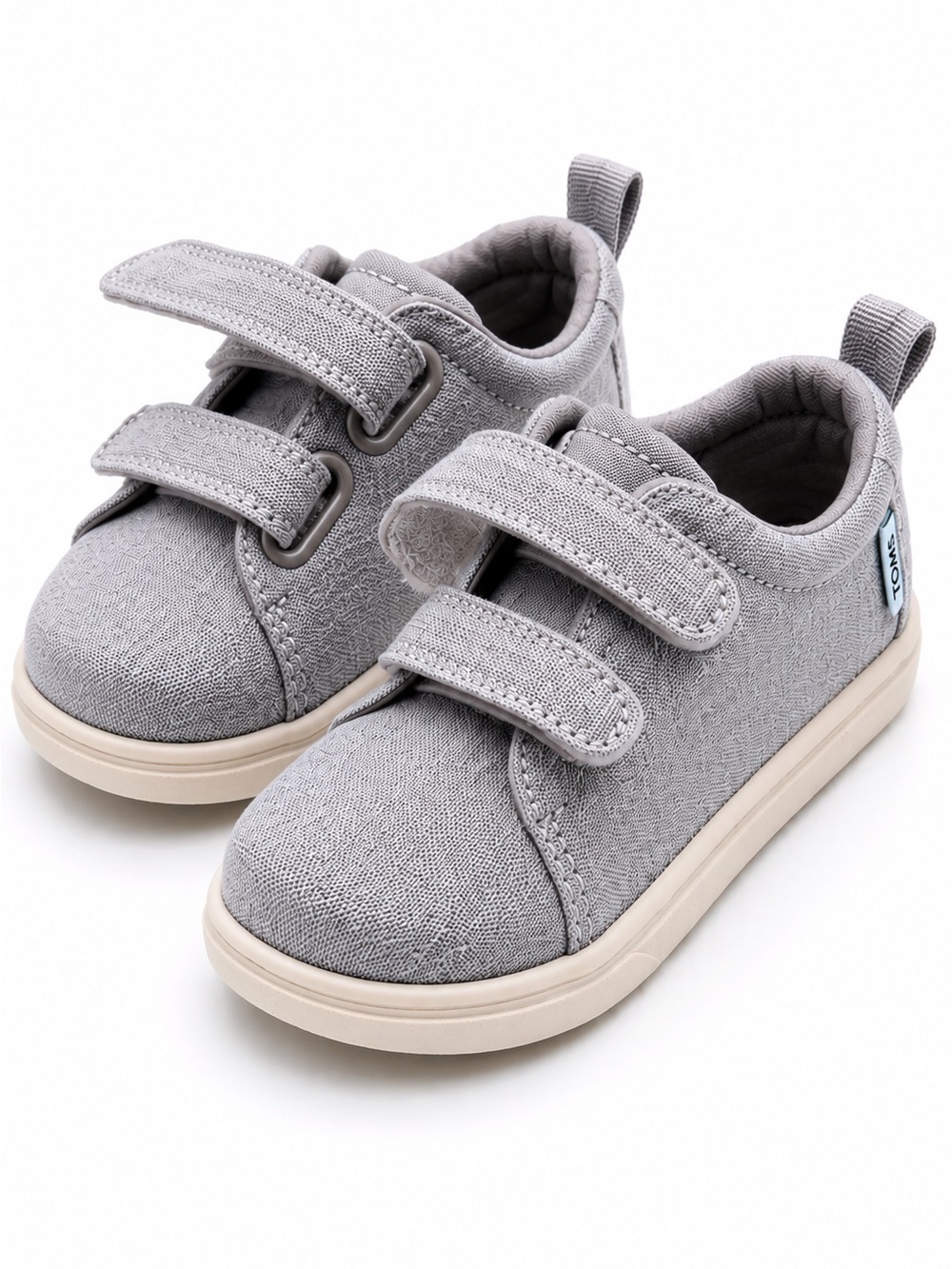 NWT TOMS Tiny Lenny Sneakers Toddler 10 Gray Chambray Hook Loop Lightweight